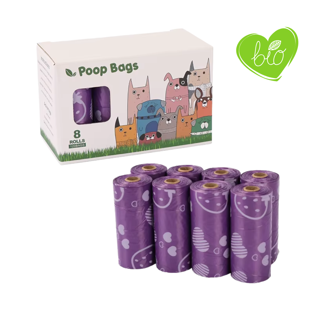 MovaPaw Bio Poop Bags – Berry Scented (8 Rolls / 120 Bags)