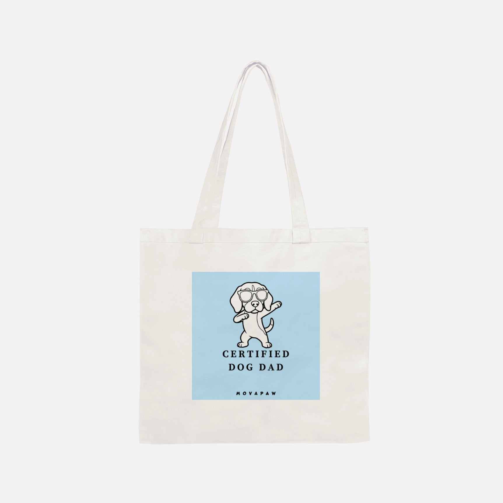 Certified Dog Dad – puuvillakangaskassi 34 x 34cm