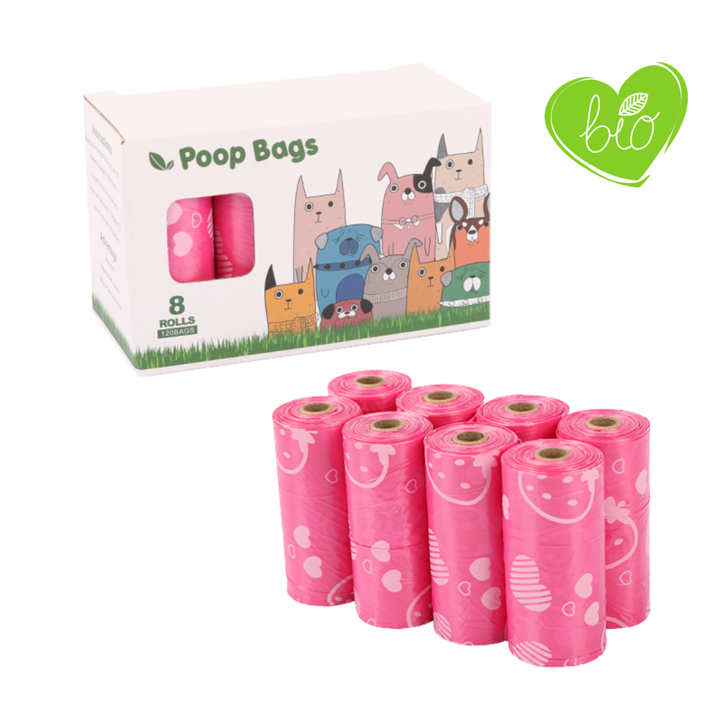 MovaPaw Bio Poop Bags – Berry Scented (8 Rolls / 120 Bags)